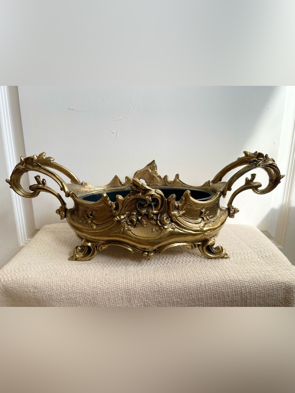 Vintage French Jardinière Planter Ornate Embossed Centerpiece Art Nouveau